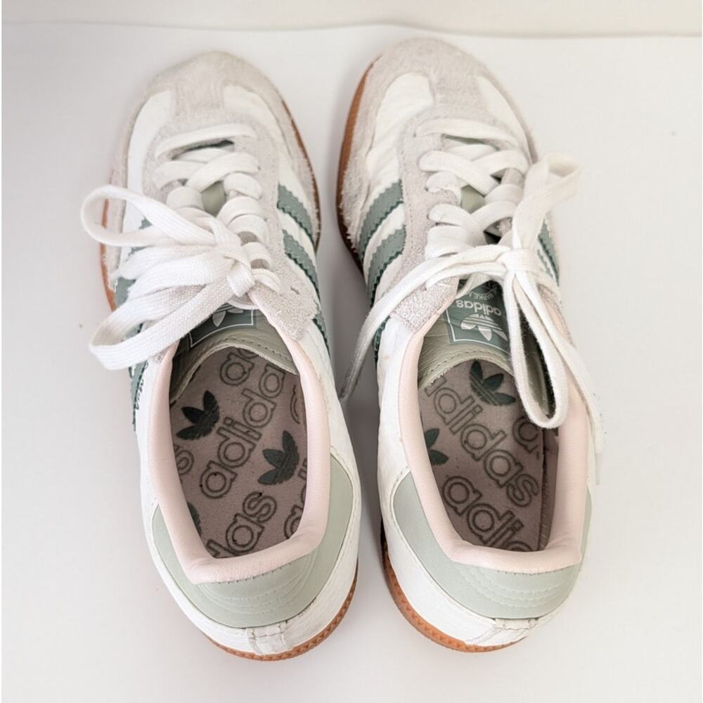 adidas Samba Women's White / Light Green Sneakers with Gum Sole - Picture 5 of 7